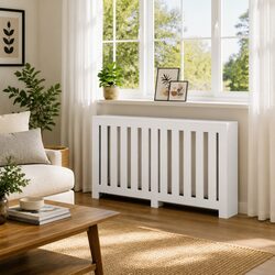 Elevate Your Living Room with a Modern Slatted Radiator Cover