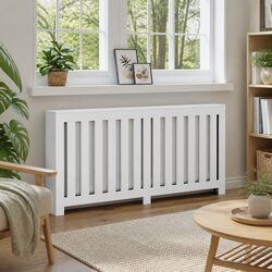 Elegant White Radiator Cover 175x20x82cm for Your Space