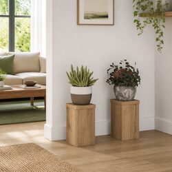 Plant Stands 2 pcs Brown Engineered Wood 10x10x18 cm Flower Pot Display