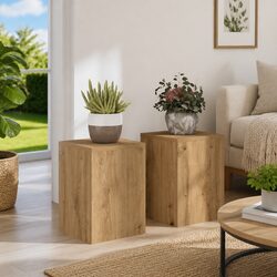 Enhance Your Space with 2 Brown Plant Stands, 25x25x35 cm