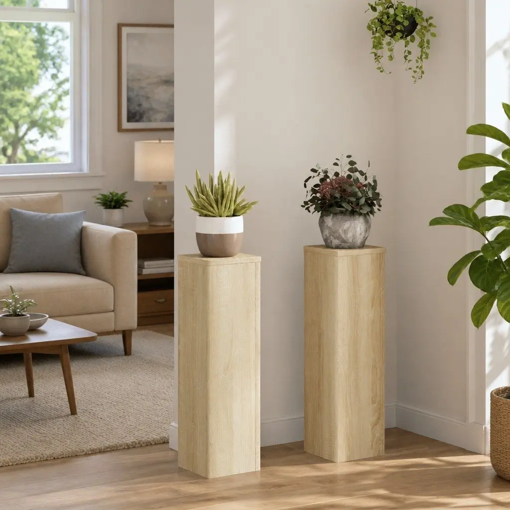 Plant Stands 17x17x60 cm Engineered Wood 2 pcs Sonoma Oak Flower Display