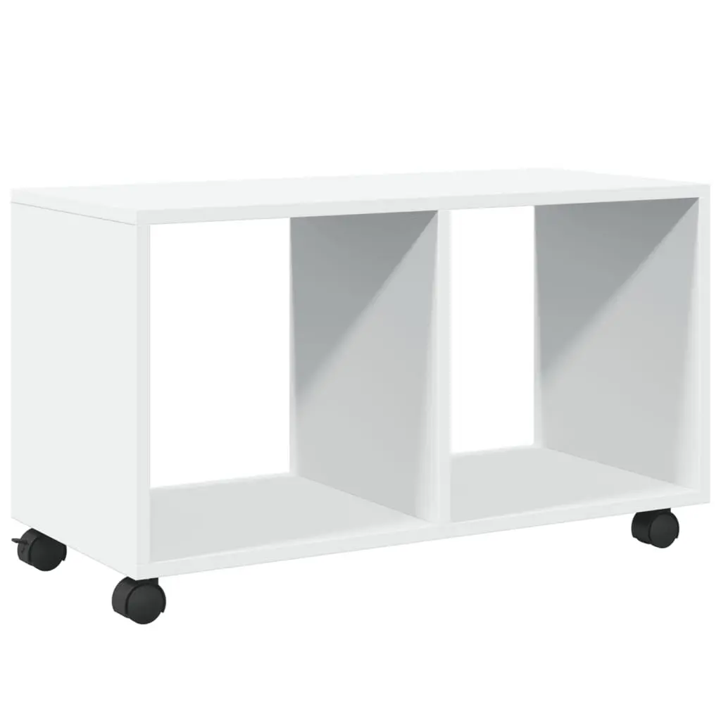 Rolling Cabinet White Open Storage Unit with Swivel Wheels and Lockable