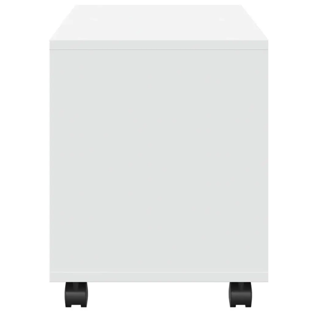Rolling Cabinet White Open Storage Unit with Swivel Wheels and Lockable