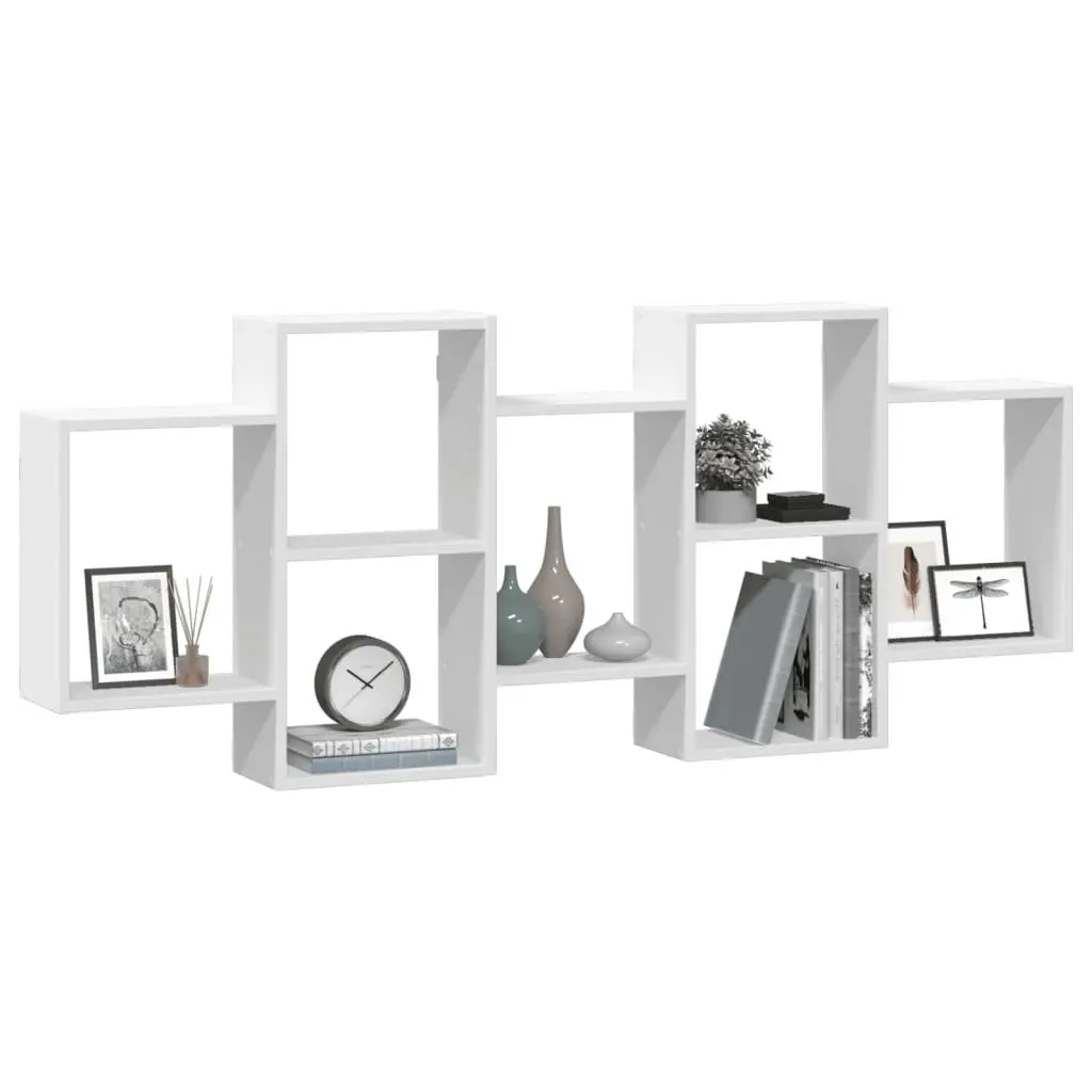 Wall Shelf 159x18x65 cm White Floating Display Storage Organiser Engineered Wood