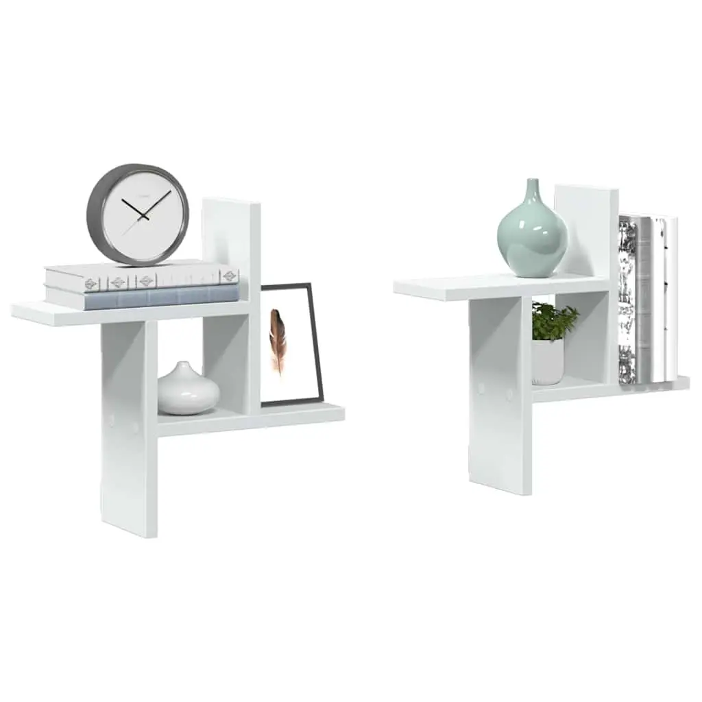 Wall Shelves 38x12x38 cm White Floating Storage Display Shelving Unit 2 Piece