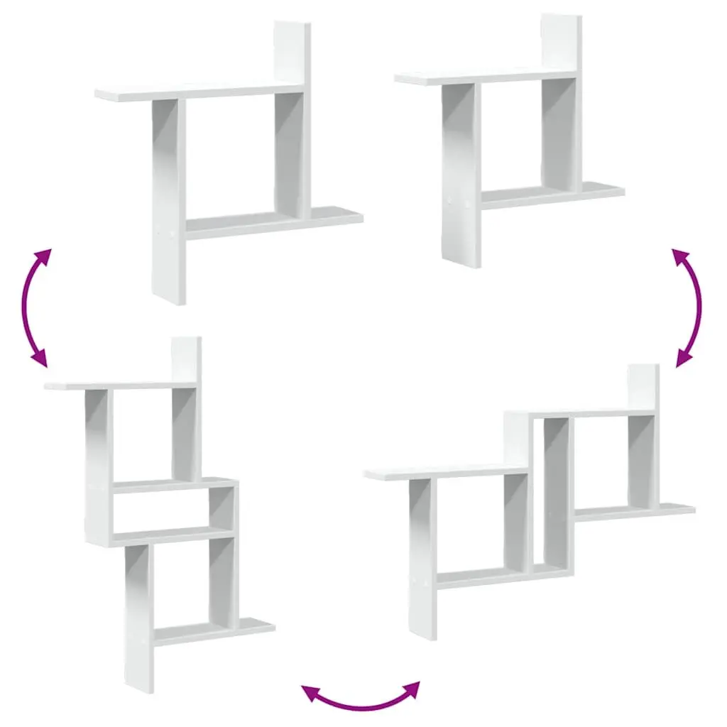 Wall Shelves 2 pc White 50x12x50 cm Floating Storage Display Organiser