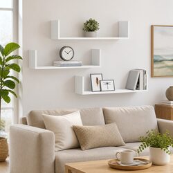 Enhance Your Space with 3 White Floating Wall Shelves 80x18x18 cm