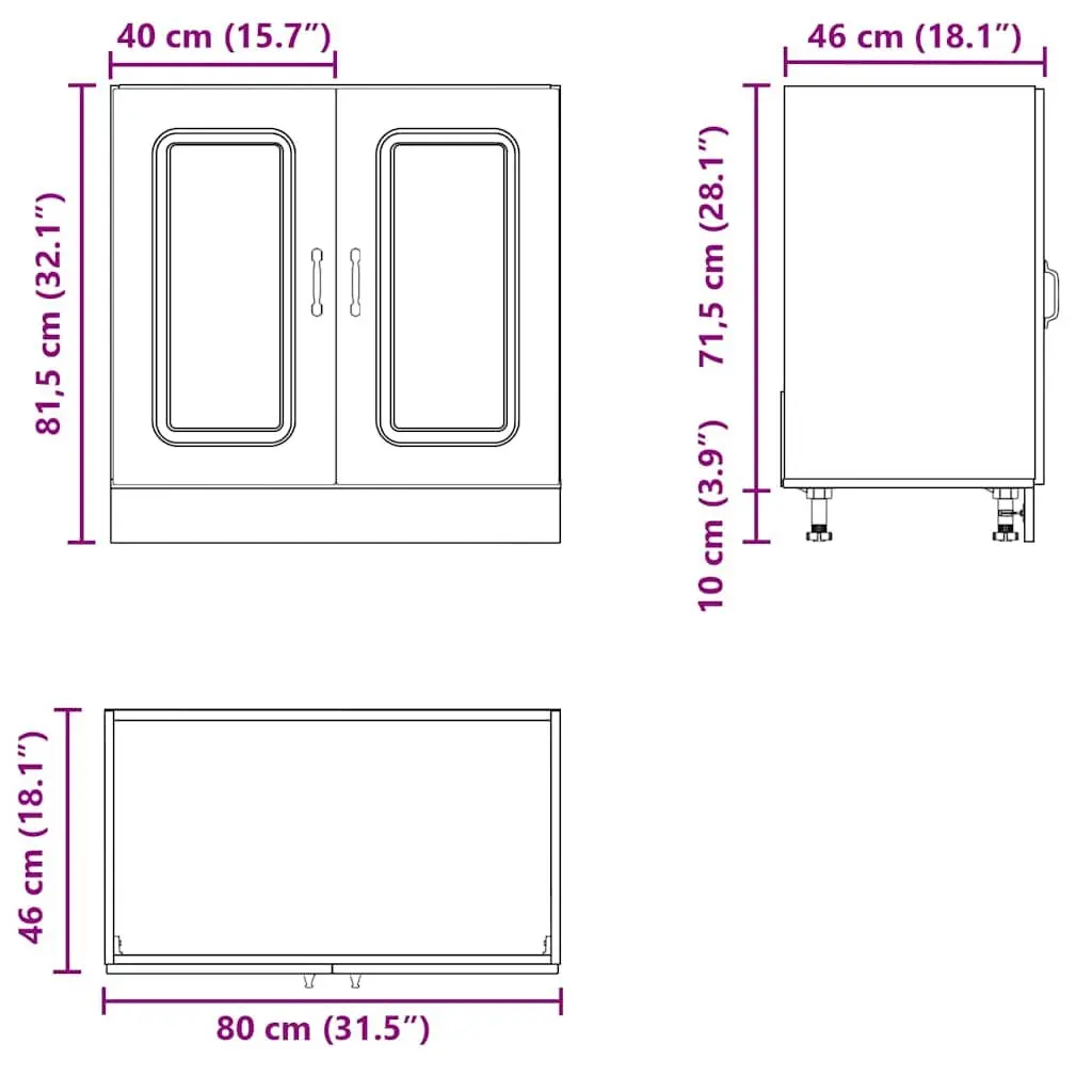 Sink Base Cabinet 80x46x81.5cm Engineered Wood White Organiser