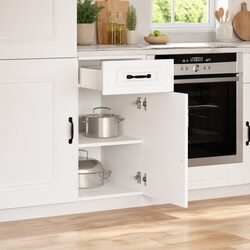 Kitchen Base Cabinet White Storage Unit Engineered Wood Adjustable Feet Door