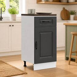 Kitchen Base Cabinet Black Engineered Wood Storage Cupboard Organiser