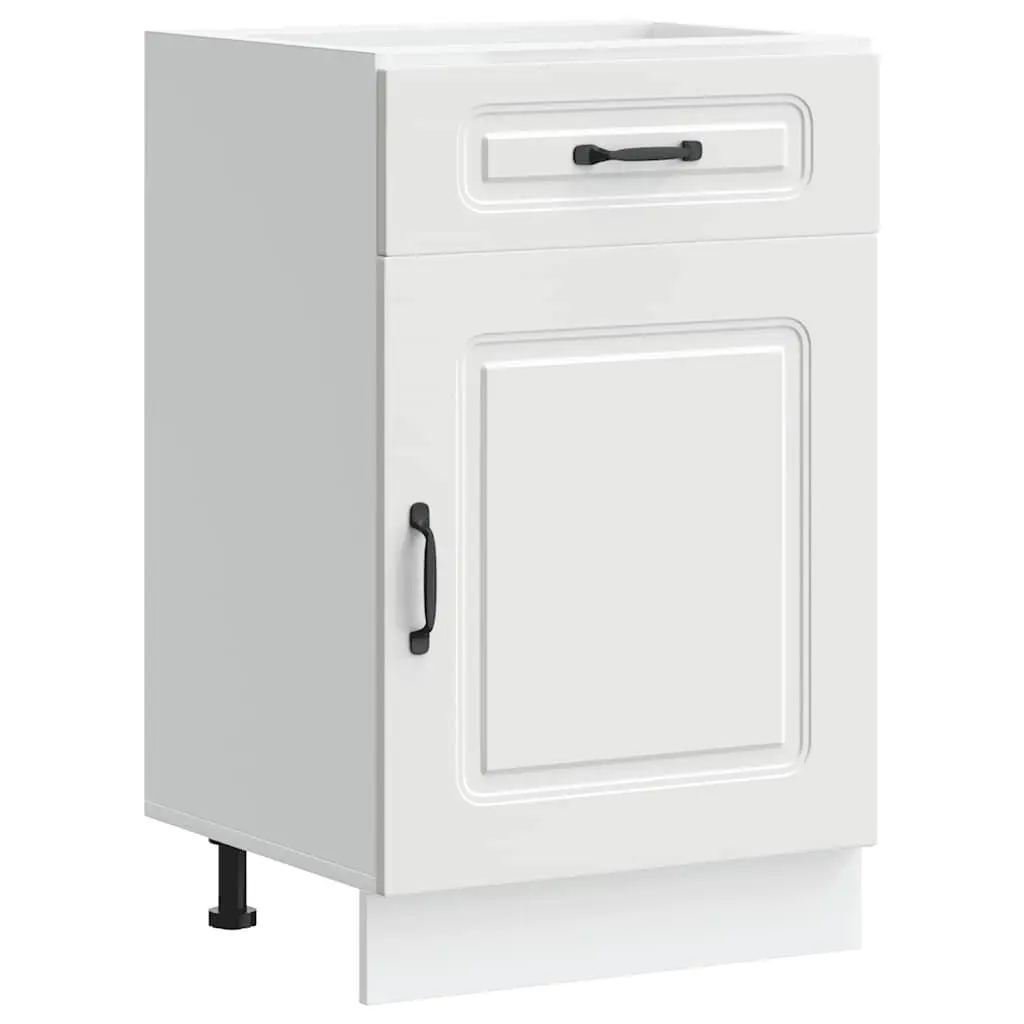 Kitchen Base Cabinet White Engineered Wood Storage Cupboard with Doors