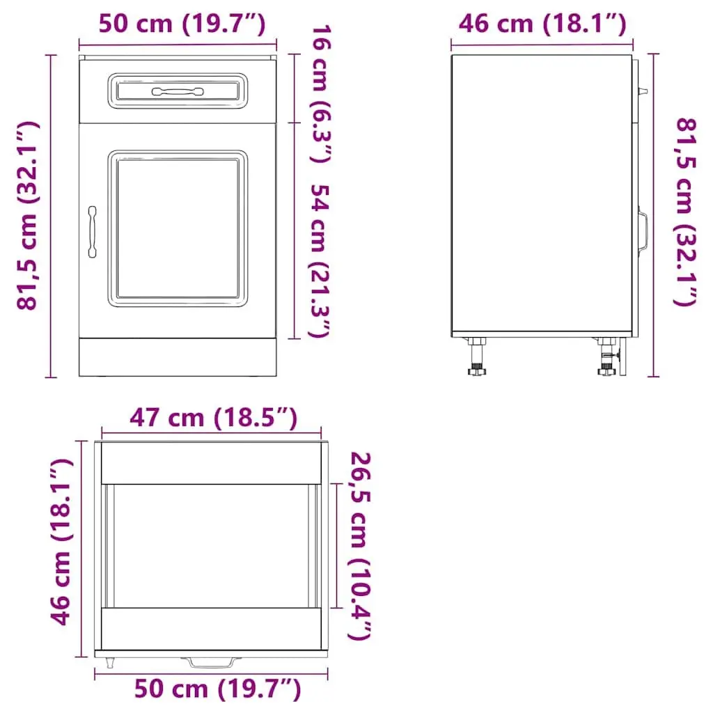 Kitchen Base Cabinet White Engineered Wood Storage Cupboard with Doors