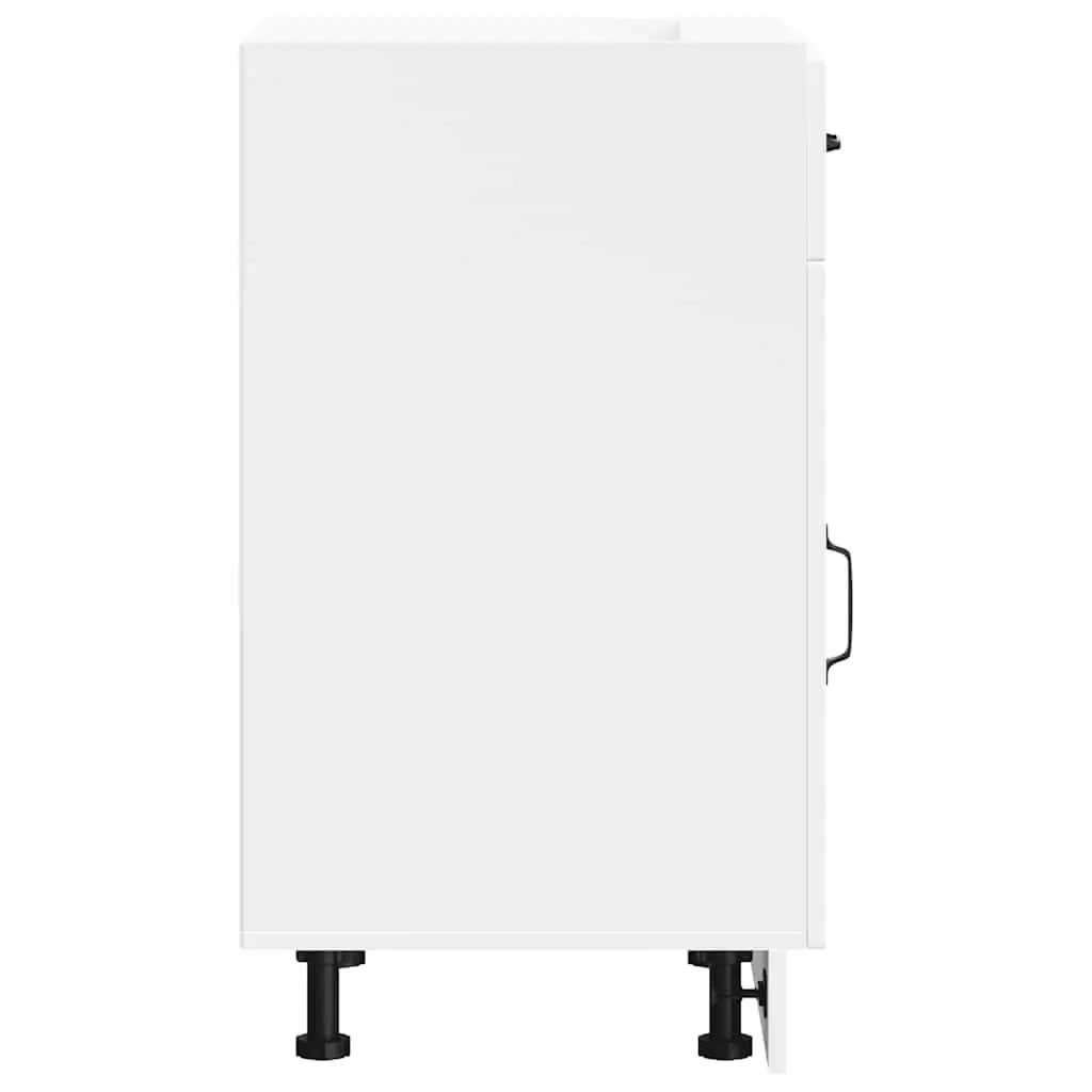 Kitchen Base Cabinet White Engineered Wood Storage Cupboard with Doors