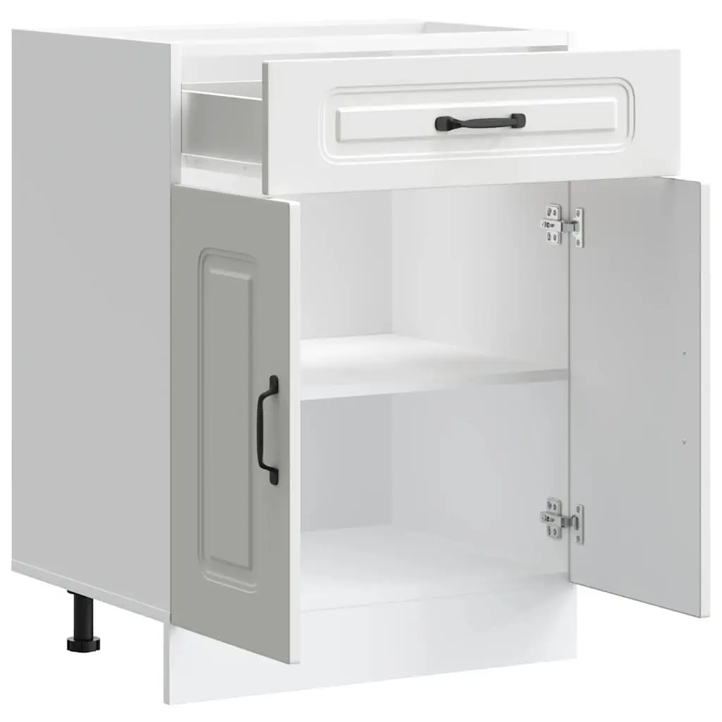 White Engineered Wood Storage Cupboard Kitchen Base Cabinet with Adjustable Feet