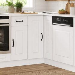 Kitchen Corner Base Cabinet White Engineered Wood Storage Cupboard Doors