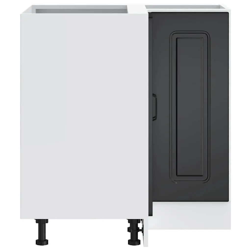 Kitchen Corner Base Cabinet Black Engineered Wood Storage Cupboard Adjustable Feet