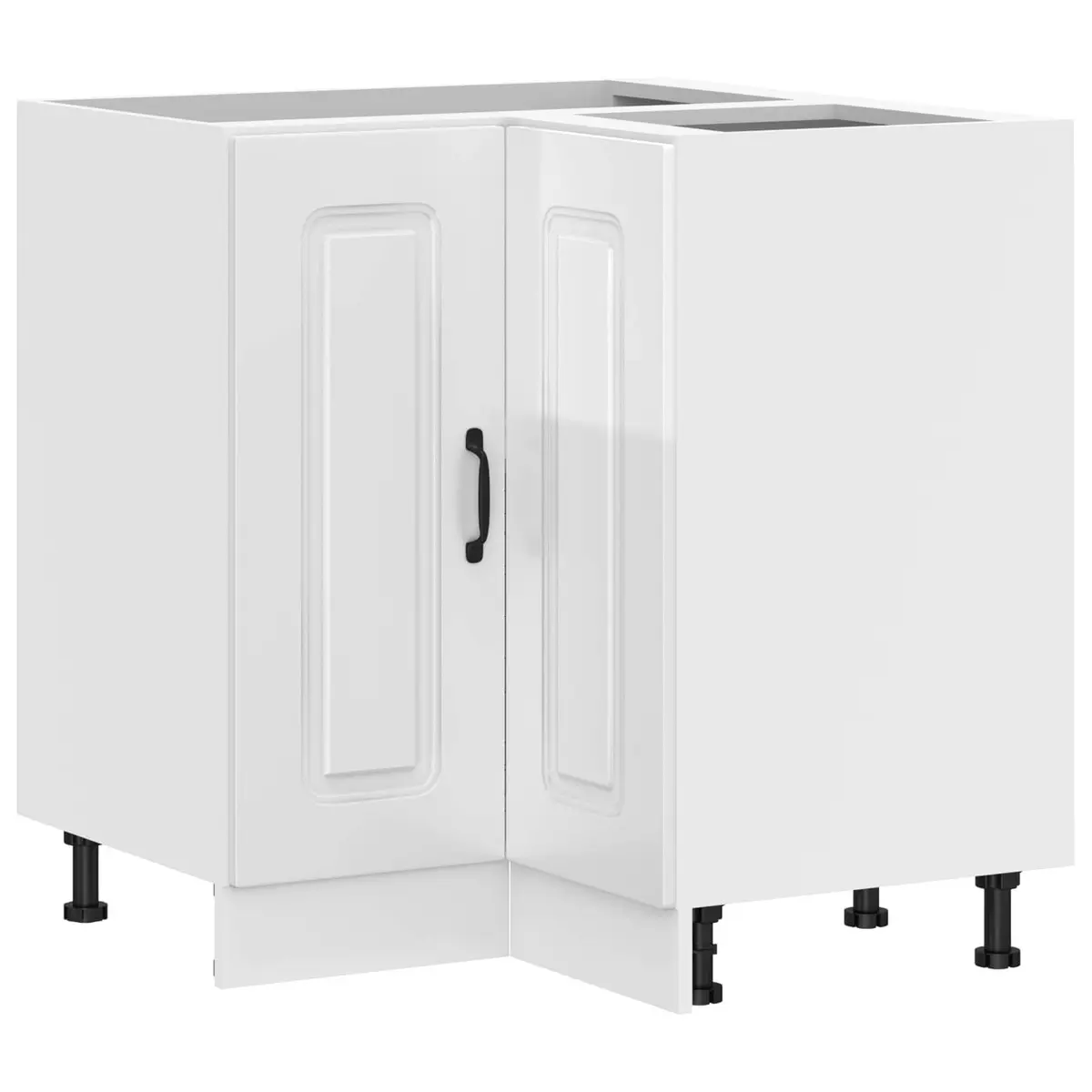 Kitchen Corner Base Cabinet White High Gloss Engineered Wood Storage Cupboard