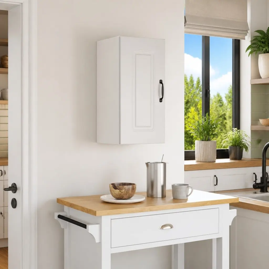 Kitchen Wall Cabinet White Engineered Wood Storage Cupboard Organiser