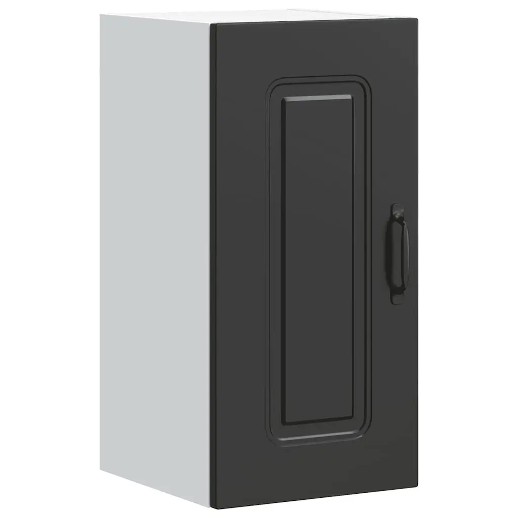 Black Engineered Wood Kitchen Storage Cabinet Wall Organizer Unit