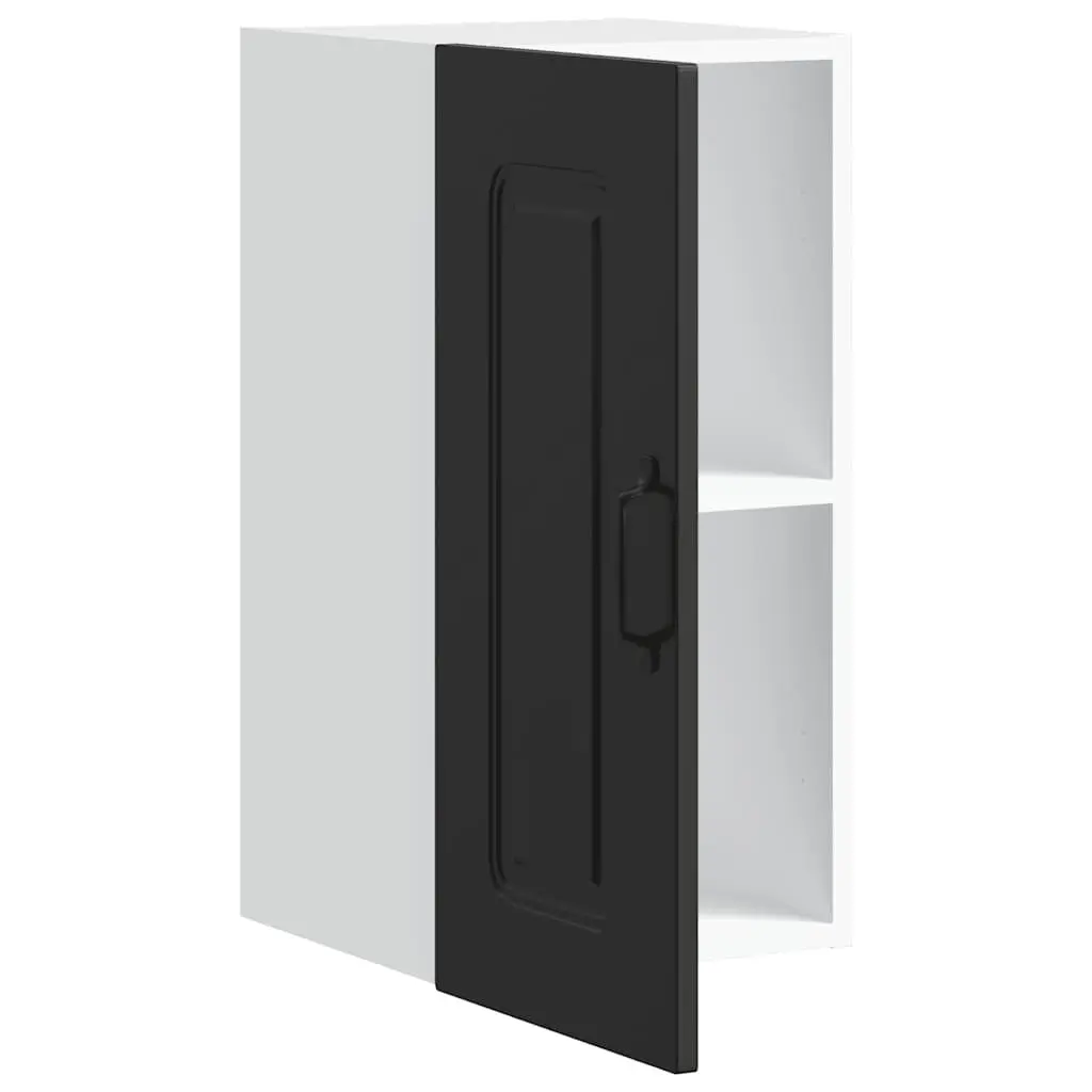 Black Engineered Wood Kitchen Storage Cabinet Wall Organizer Unit