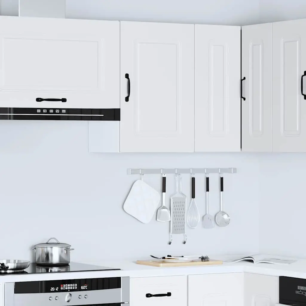 Kitchen Wall Cabinet White Engineered Wood Storage Cupboard with Doors
