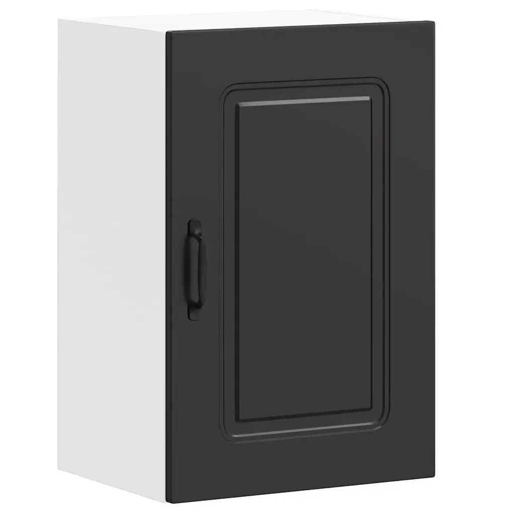 Black Engineered Wood Kitchen Wall Storage Cupboard Unit with Doors