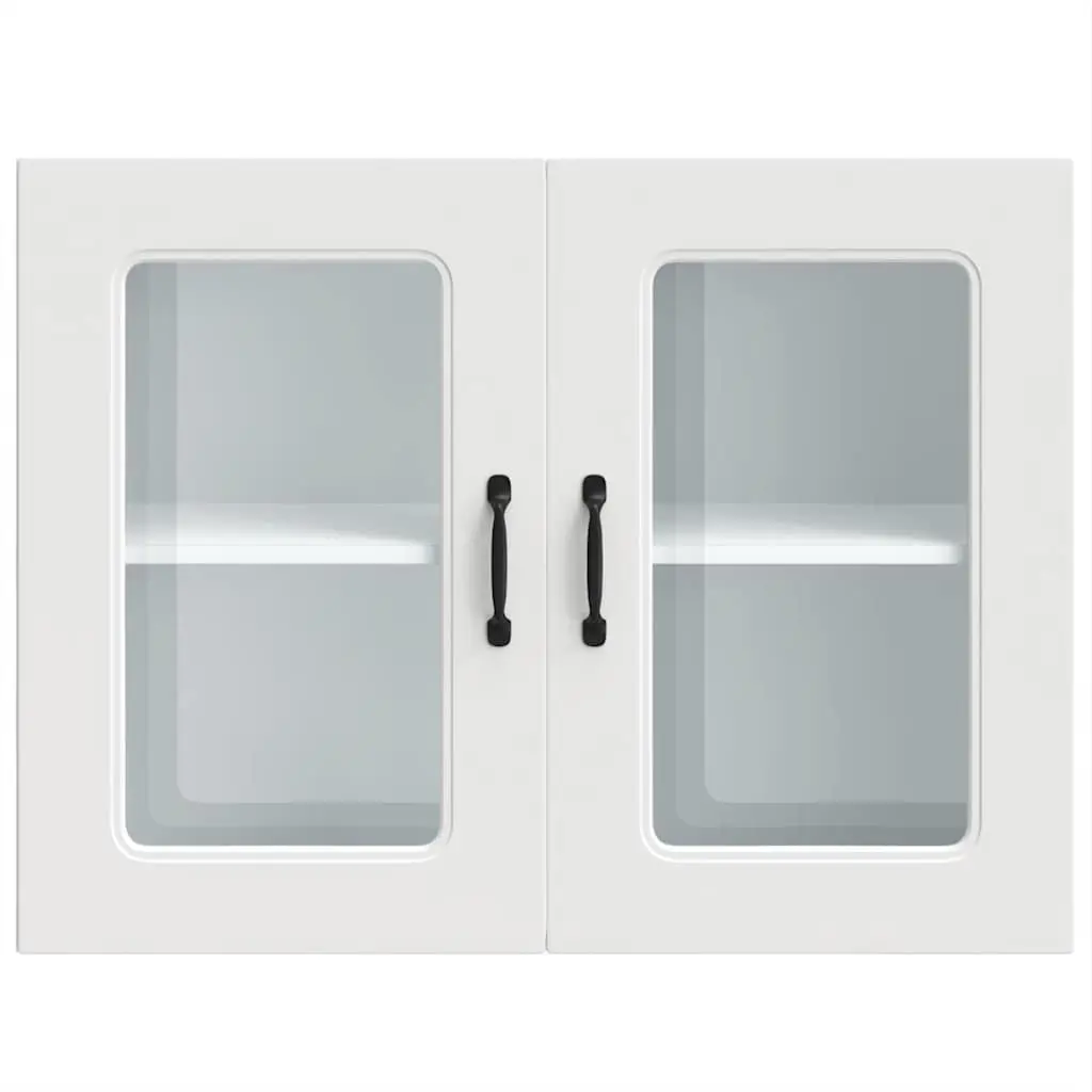 Kitchen Wall Cabinet White Glass Door Engineered Wood Storage Cupboard
