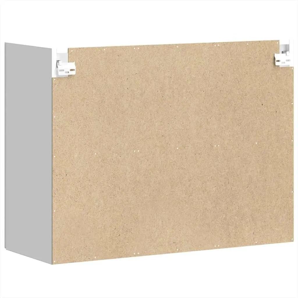 Kitchen Wall Cabinet White Glass Door Engineered Wood Storage Cupboard