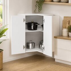 Kitchen Wall Corner Cabinet White High Gloss Engineered Wood Storage Cupboard