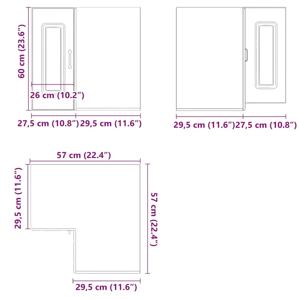Kitchen Corner Cabinet White High Gloss Wall Mounted Engineered Wood Storage