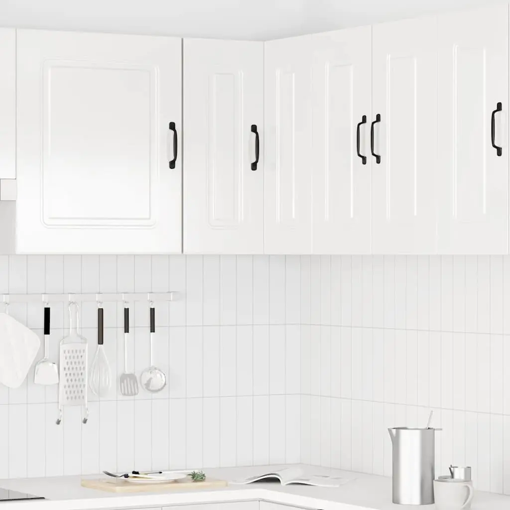 Kitchen Corner Cabinet White High Gloss Wall Mounted Engineered Wood Storage