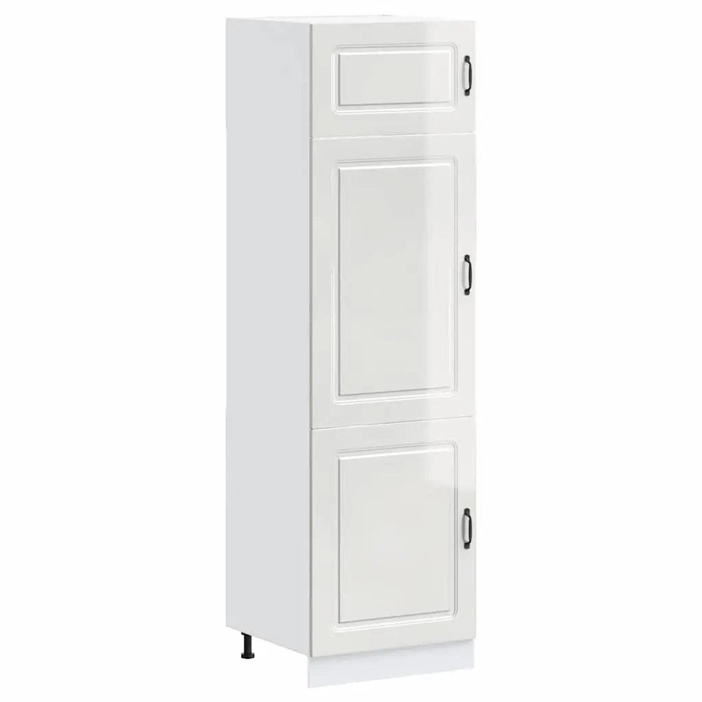 Kitchen Cupboard Storage Cabinet High Gloss White Engineered Wood Adjustable Feet