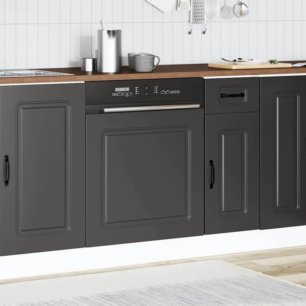Dishwasher Panel Black 60x1.5x57cm Engineered Wood Protective Front Cover