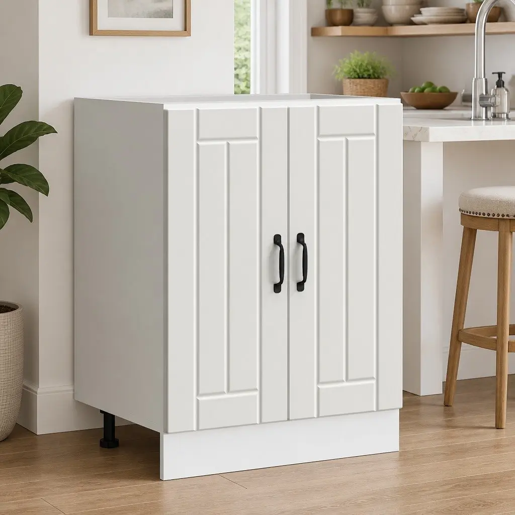 Sink Base Cabinet White Engineered Wood Organised Kitchen Storage