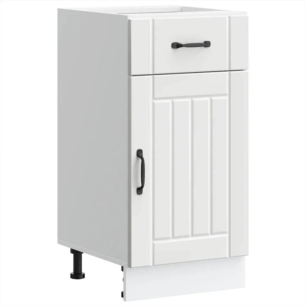 White Engineered Wood Kitchen Cabinet Storage Unit with Adjustable Feet for Sink