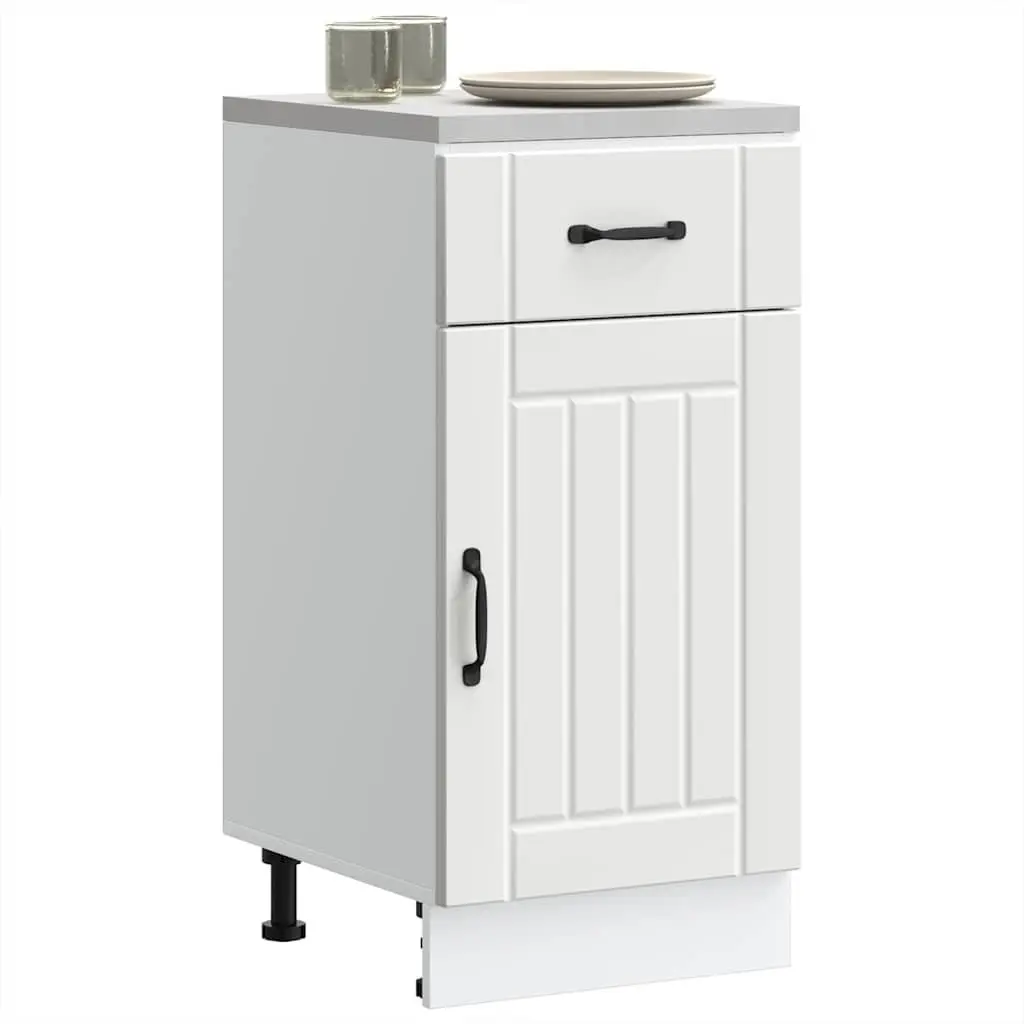 White Engineered Wood Kitchen Cabinet Storage Unit with Adjustable Feet for Sink