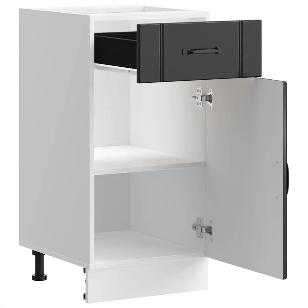 Kitchen Base Cabinet Black Engineered Wood Storage Sink Unit Adjustable Feet