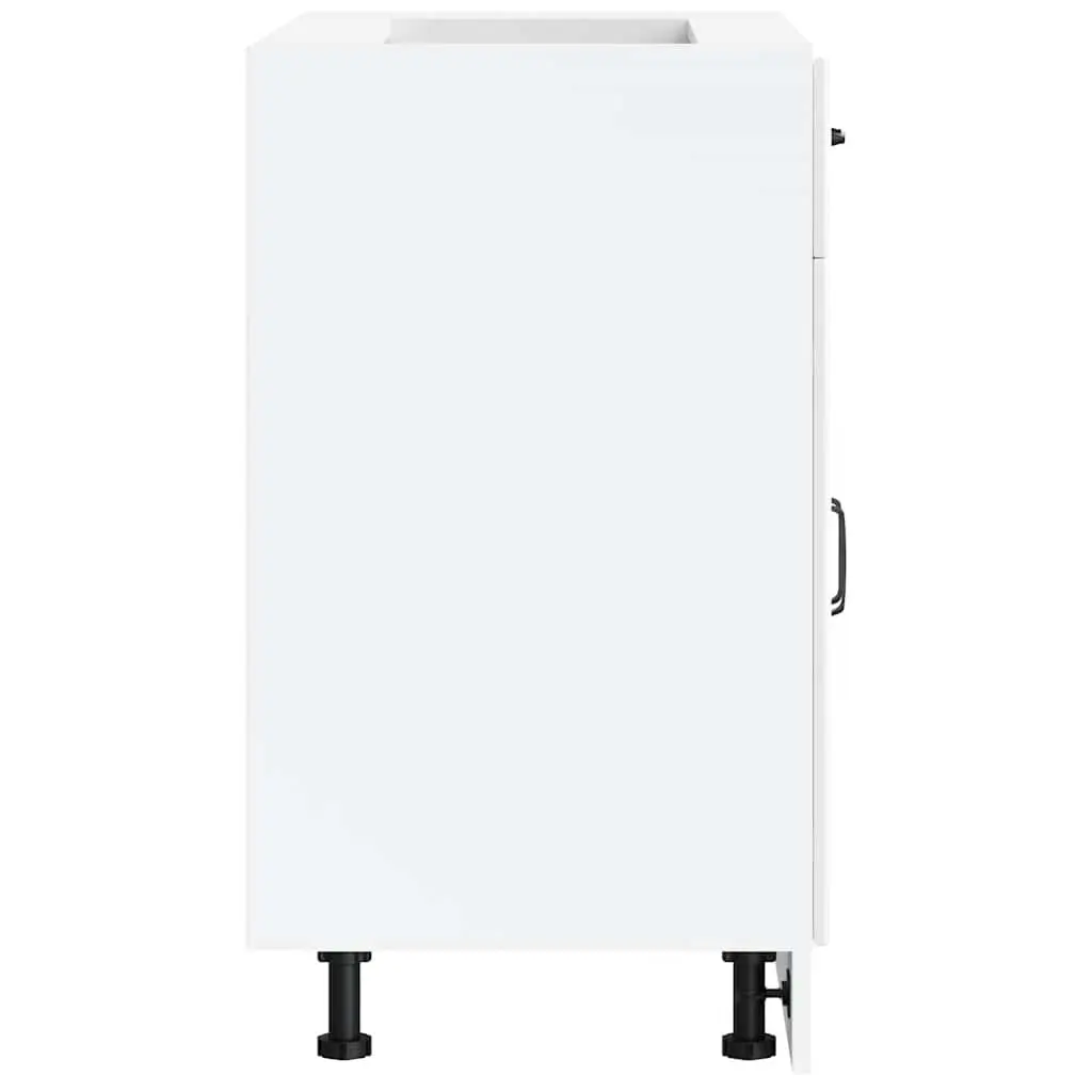 High Gloss White Kitchen Base Cabinet Sink Engineered Wood Storage Cupboard