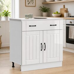 Kitchen Base Cabinet High Gloss White Engineered Wood Storage Cupboard Sink Unit