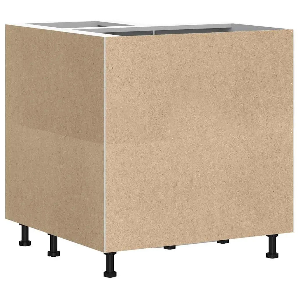 Black Engineered Wood Corner Base Cabinet Storage Unit with Adjustable Feet