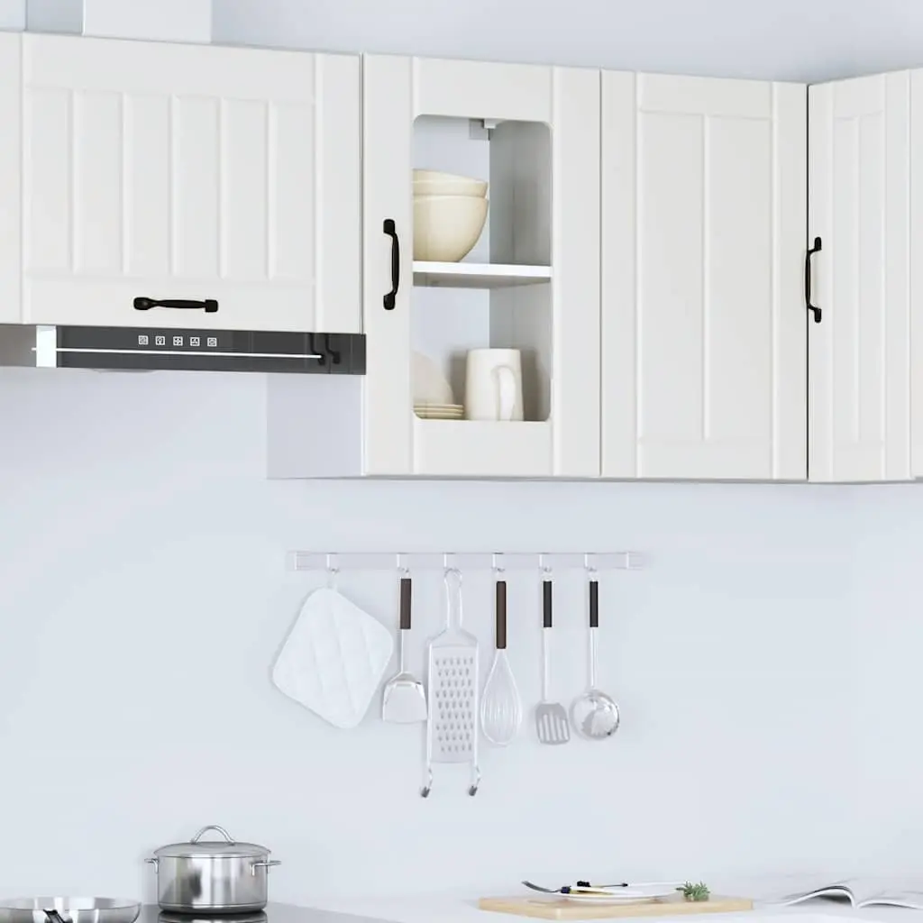 Kitchen Wall Cabinet White Glass Door Wall-Mounted Storage Organiser