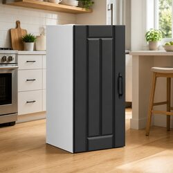 Kitchen Wall Cabinet Black Engineered Wood Storage Glass Door Wall-Mounted