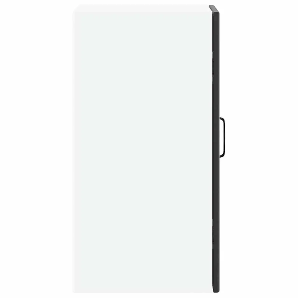 Black Engineered Wood Wall Cabinet with Glass Door for Kitchen Storage