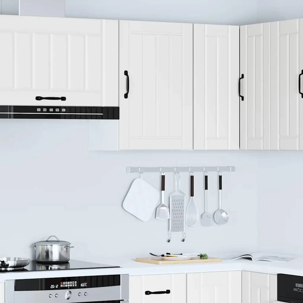 Kitchen Wall Cabinet White Engineered Wood Wall-Mounted Storage Glass Door