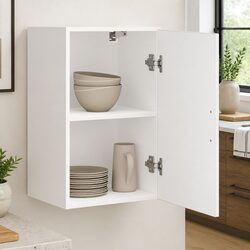Kitchen Wall Cabinet White Engineered Wood Wall-Mounted Storage Glass Door