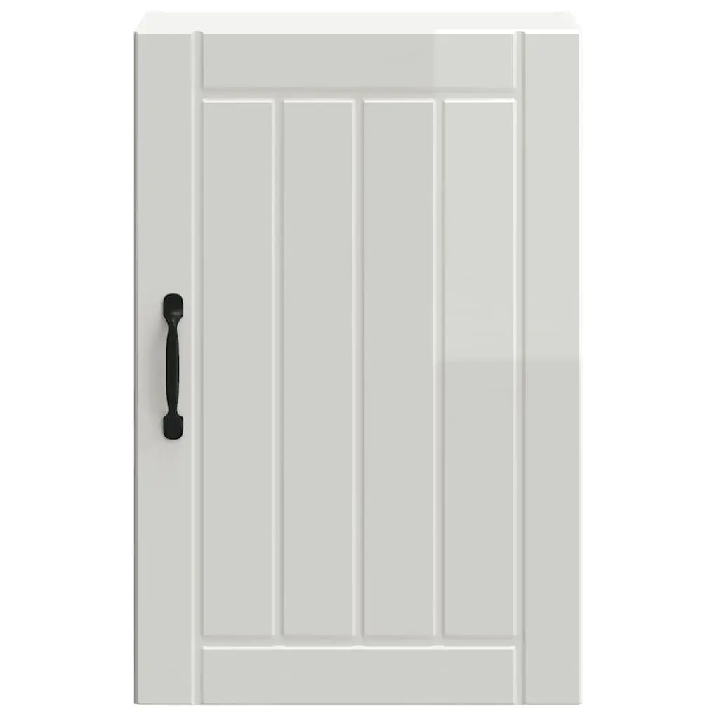 White Wall-Mounted Kitchen Cabinet with Glass Door Engineered Wood Storage Unit