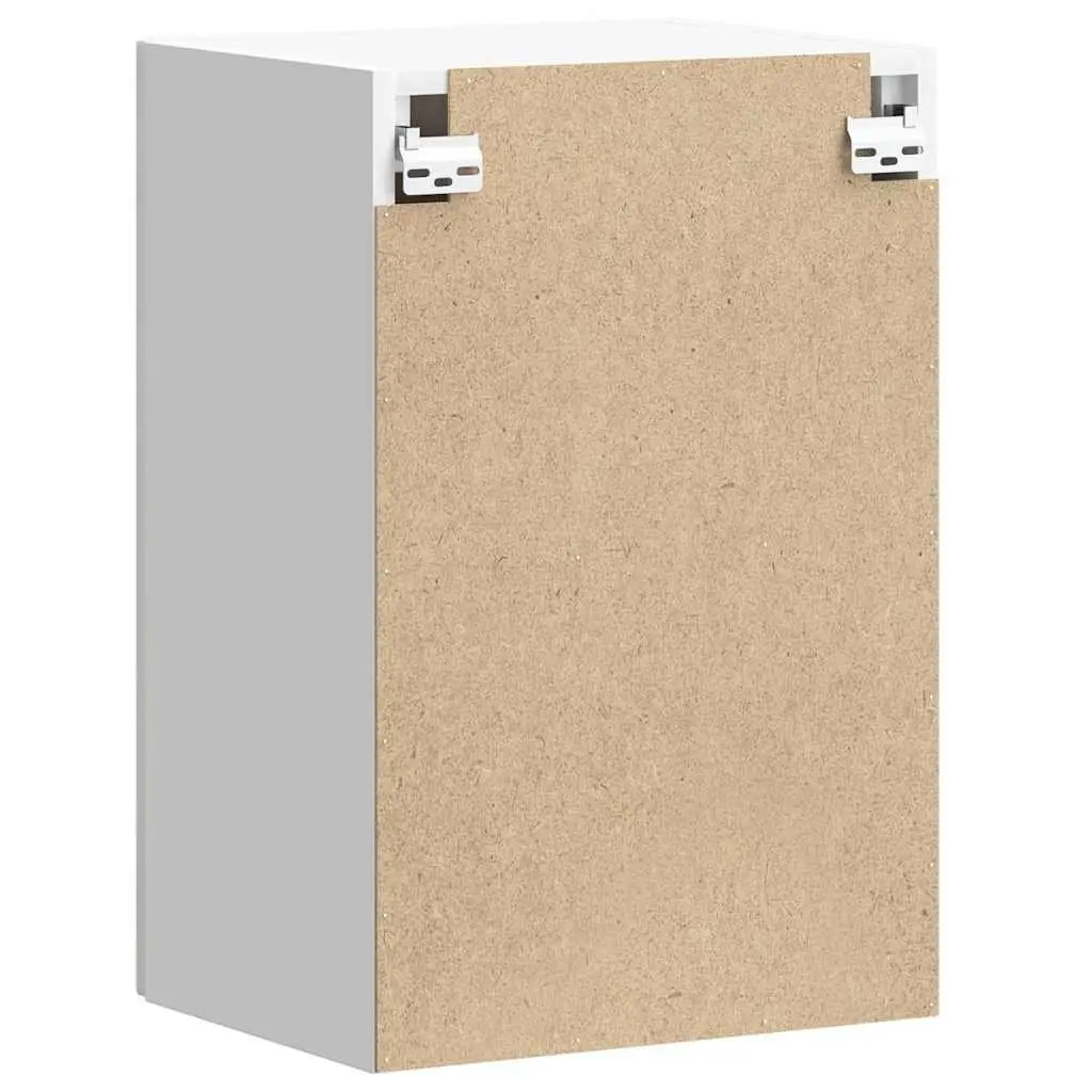 White Wall-Mounted Kitchen Cabinet with Glass Door Engineered Wood Storage Unit