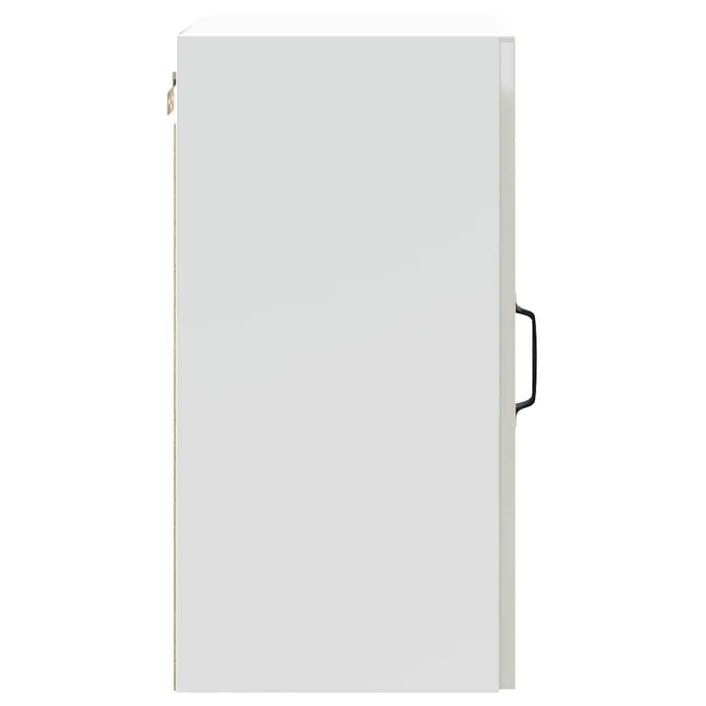 White Wall-Mounted Kitchen Cabinet with Glass Door Engineered Wood Storage Unit