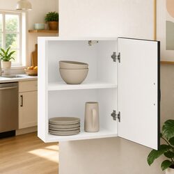 Kitchen Wall Cabinet Black Engineered Wood Glass Door Storage Organiser