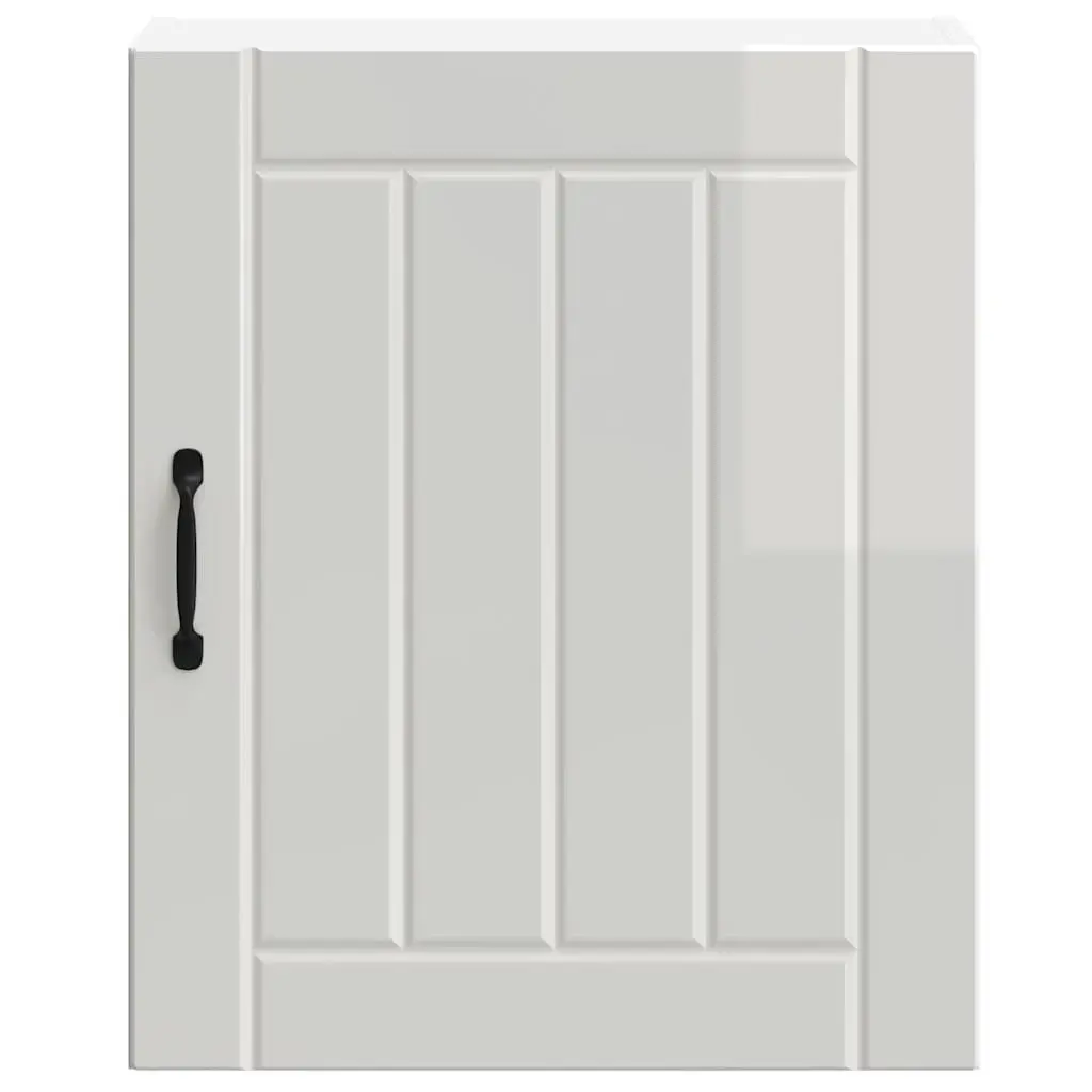 Kitchen Wall Cabinet White High Gloss Engineered Wood Glass Door Wall-Mounted Storage